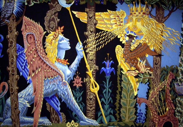 détail d'une oeuvre de Jean Lurçat au musée de la tapisserie de Tournai.